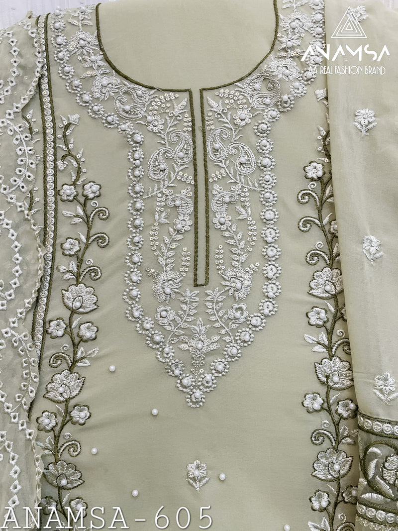 Anamsa 7773 Heavy  Georgette With Embroidered Sequence And Moti Worked Pakistani Suits