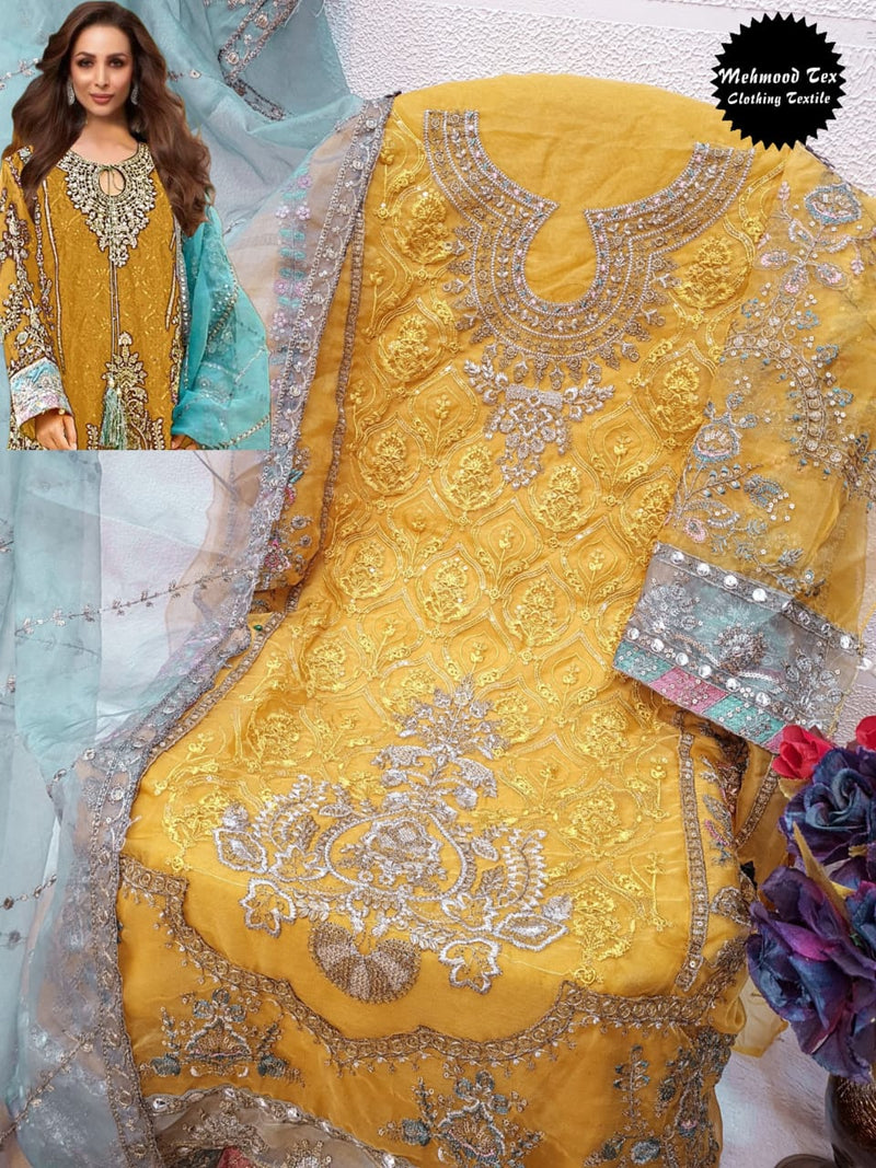 Mehmood 55 B Heavy Orgenza With Embroidery Worked Pakistani Suits