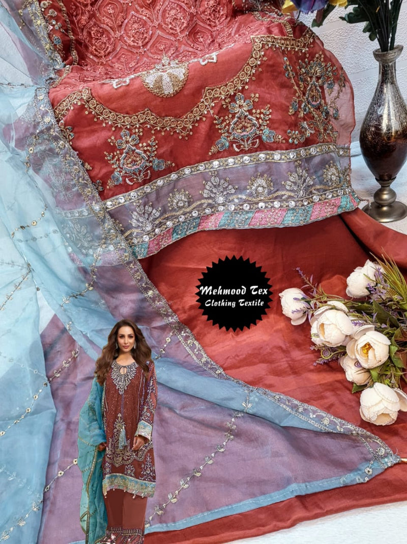 Mehmood 55 A Heavy Orgenza With Embroidery Worked Pakistani Suits