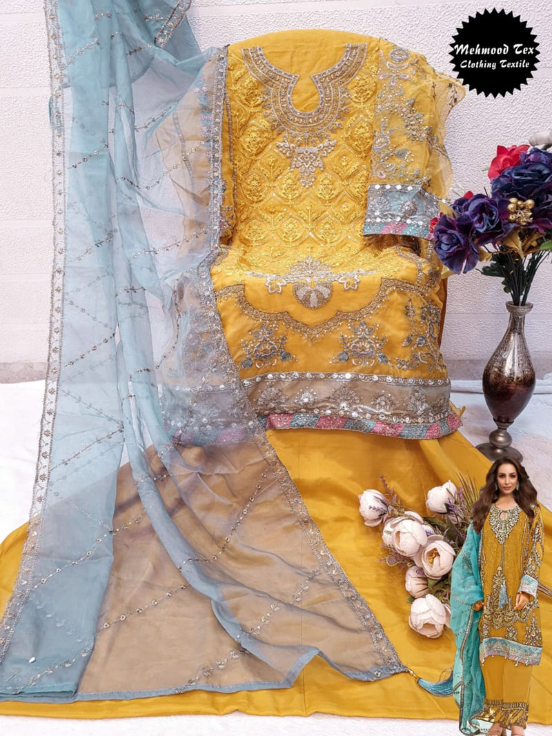 Mehmood 55 B Heavy Orgenza With Embroidery Worked Pakistani Suits