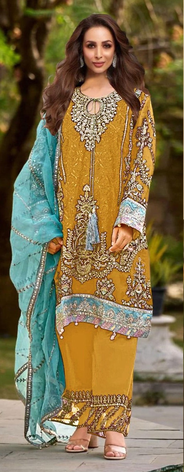 Mehmood 55 B Heavy Orgenza With Embroidery Worked Pakistani Suits