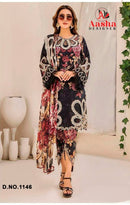 Aasha 1146 A Pure Cotton Print With Embroidery Worked Pakistani Suits