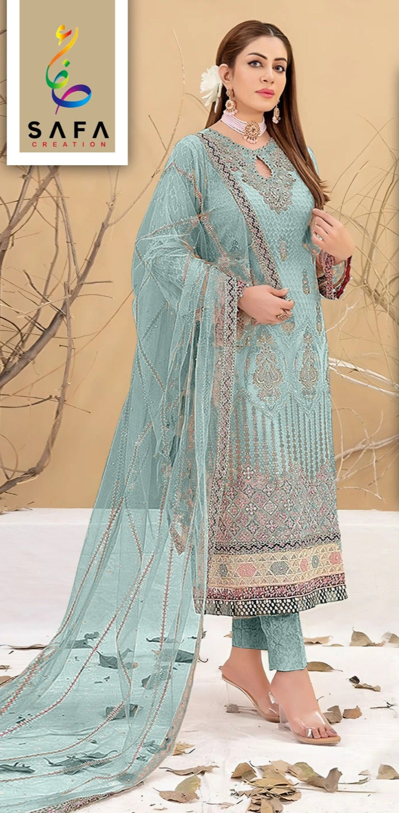 Safa 1021 B Premium Georgette Zarkhan Embroidery Exquisite Handwork Pakistani Suits