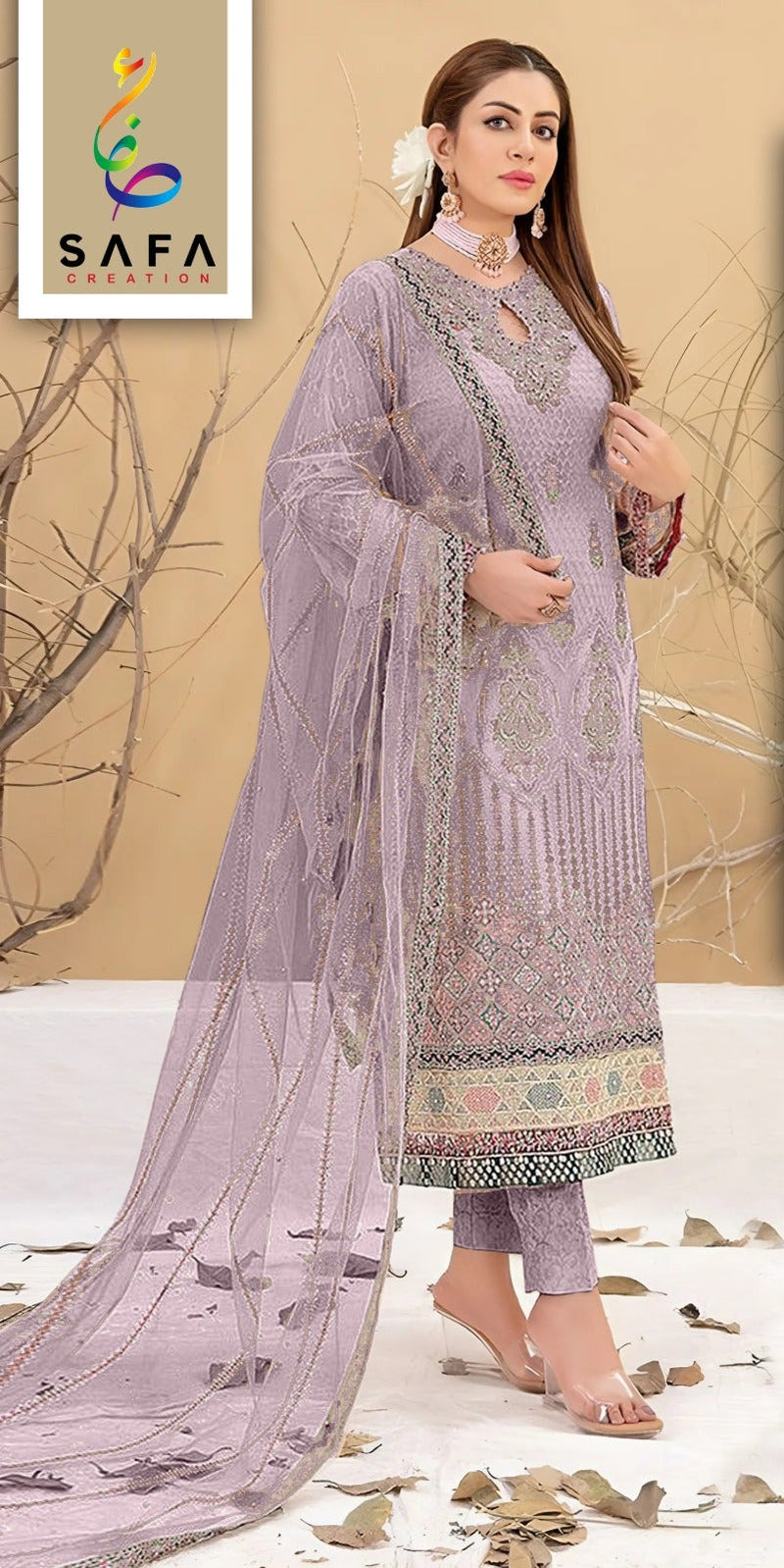Safa 1021 D Premium Georgette Zarkhan Embroidery Exquisite Handwork Pakistani Suits