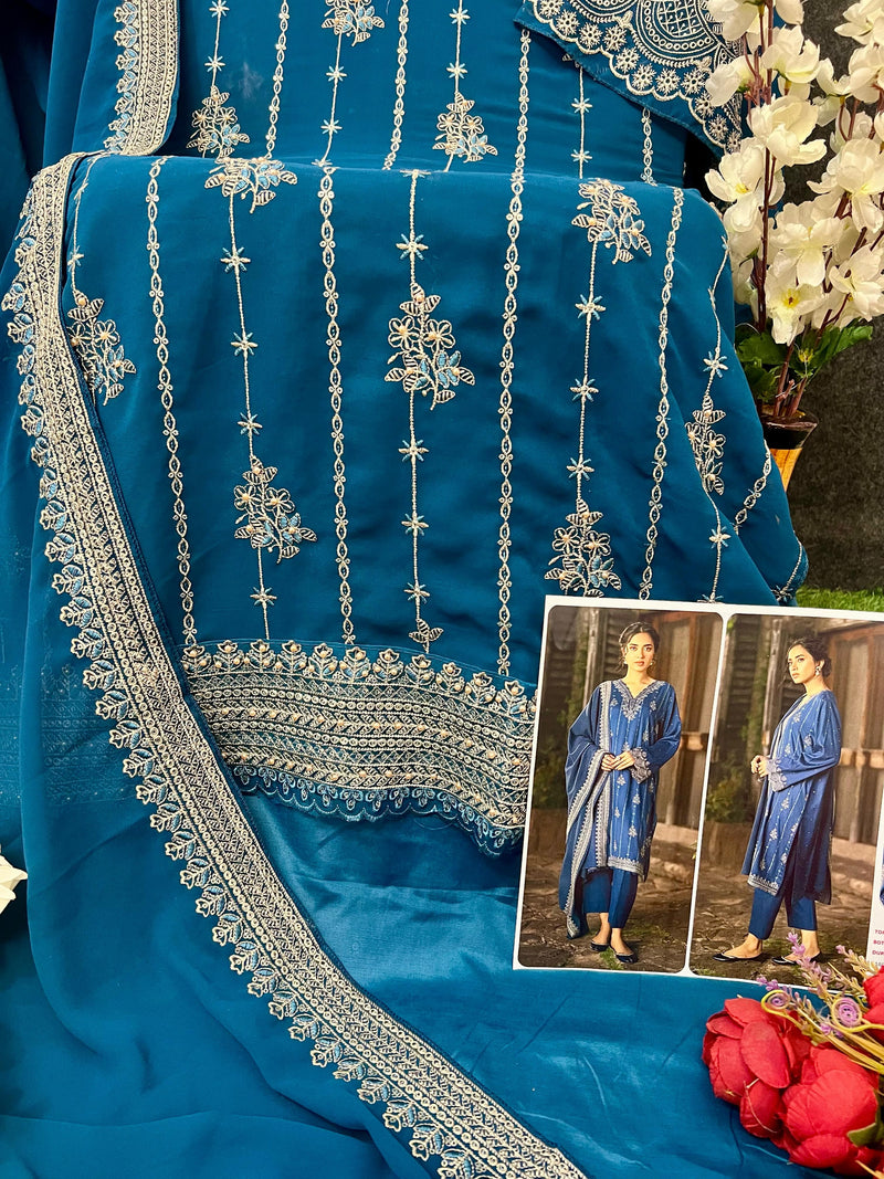 Sajida Alaya 1027 Georgette Heavy Embroidered Worked Pakistani Suits