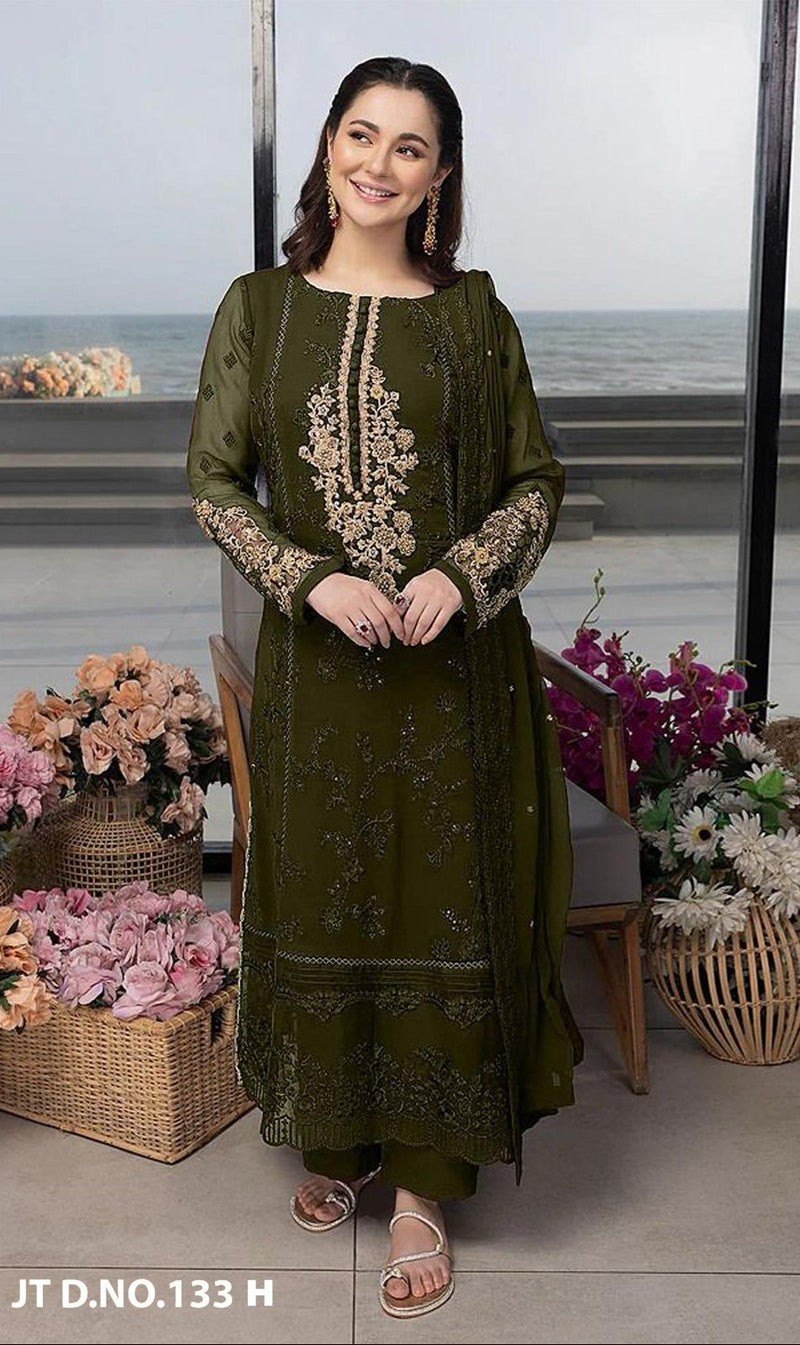 Johra 133 H Fox Georgette Embroidered Worked Pakistani Suits