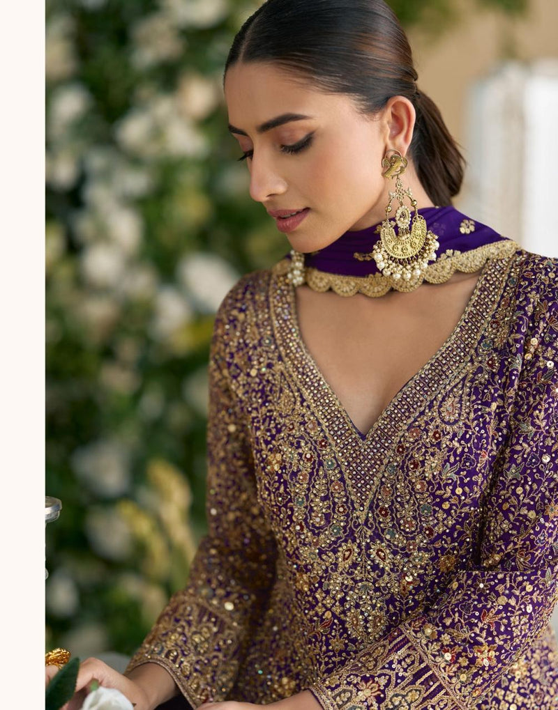 Sayuri 10007 Premium Real Gerogette Heavy Look Embroidered Worked Suits