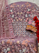 Zaha 10293 D Butterfly Net Heavy Embroidered With Moti Eorked Pakistani Suits