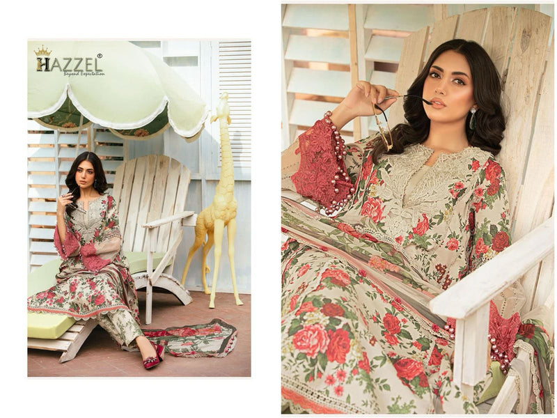 Hazzel 0112 Pure Cotton Printed Embroidery Worked Pkistani Suits