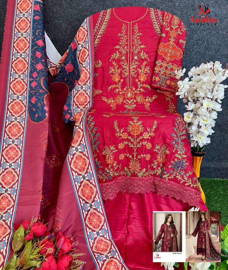 AASHA 1151 A HEAVY REYON EMBROIDERY WORKED PAKISTANI SUITS