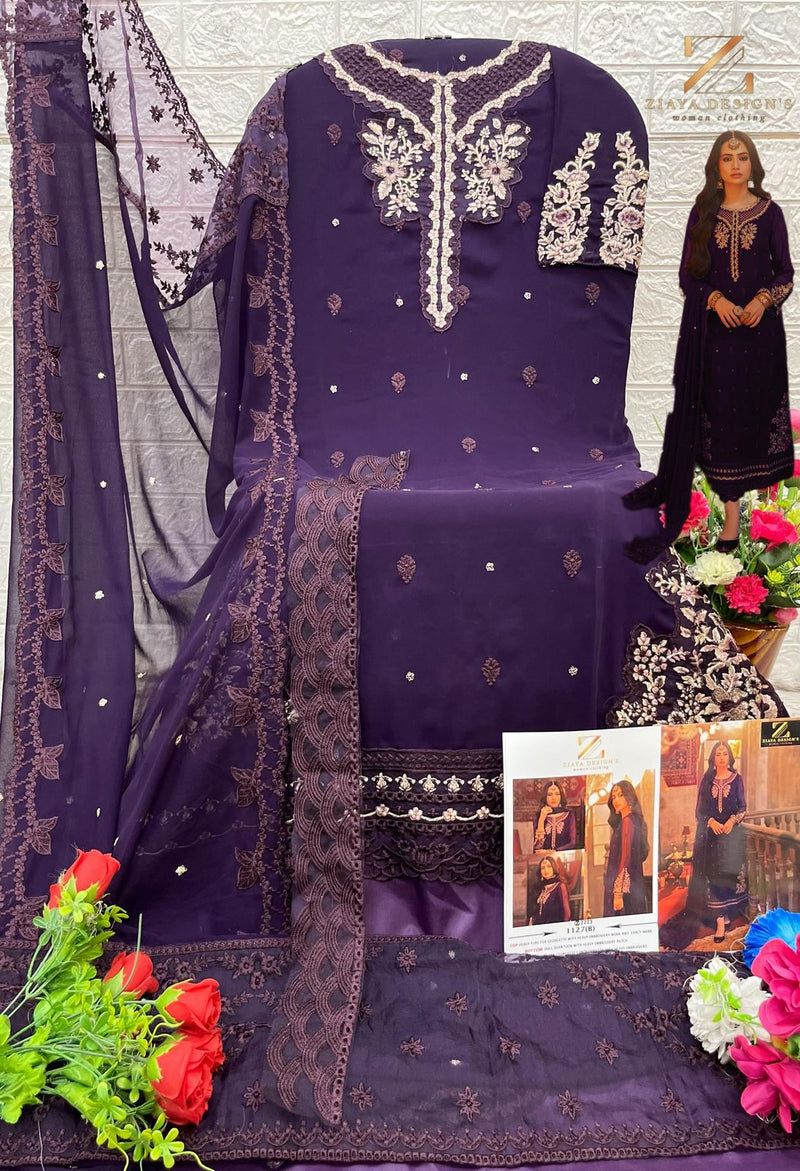 Ziaya 1127 B Georgette  Heavy Embroidered  Worked Pakistani Suits
