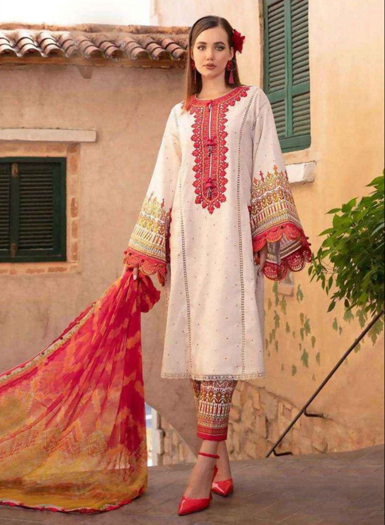 Hazzel 0125  Pure Cotton Printed And Embroidery Worked Pakistani Suits