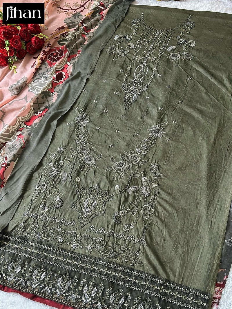 Jihan 3559 A Pure Lawn With Heavy Embroidery Worked Pakistani Suits