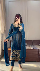 Nsr 843 Heavy Georgette Embroidery Worked Pakistani Suits