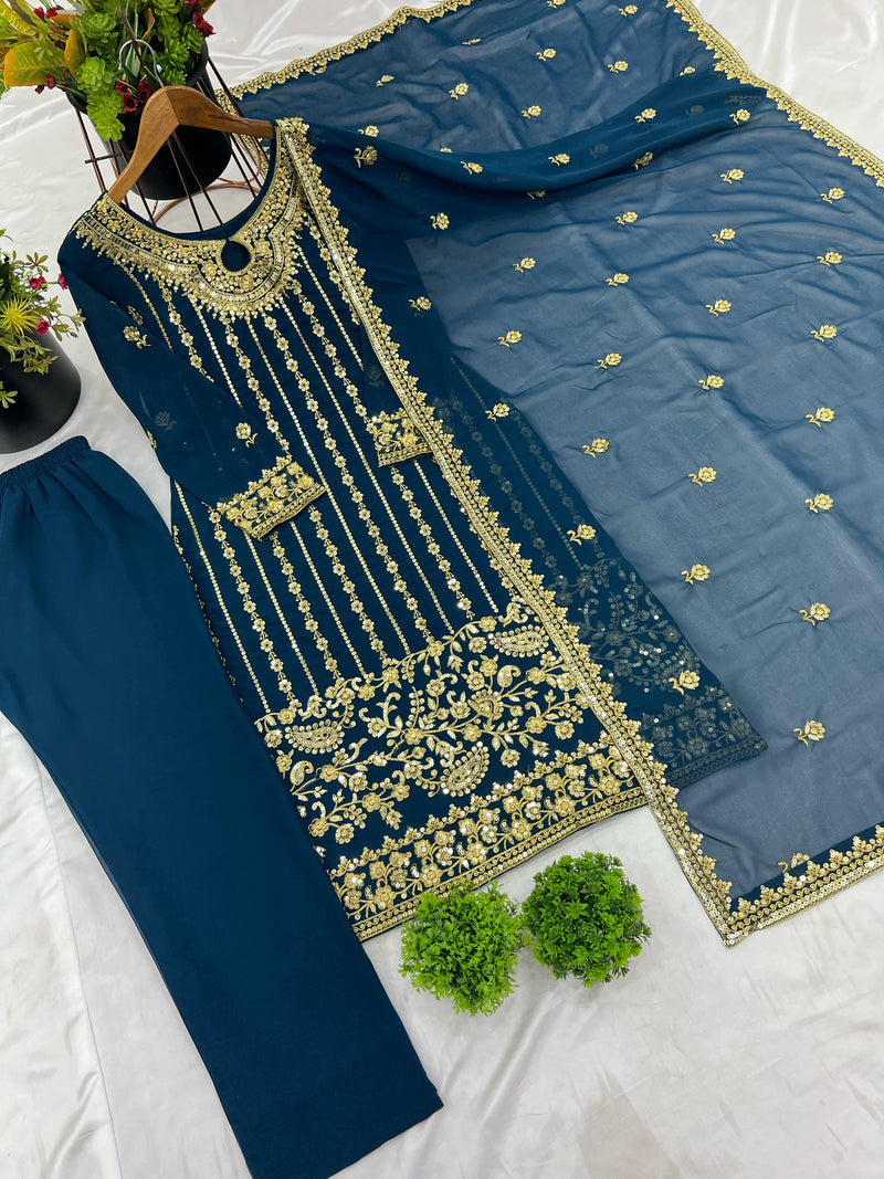 Nsr 843 Heavy Georgette Embroidery Worked Pakistani Suits