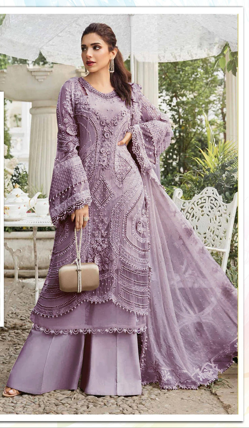 Al Huda 149 B Pure Organza  Daman Embroidered And Moti Worked Pakistani Suits