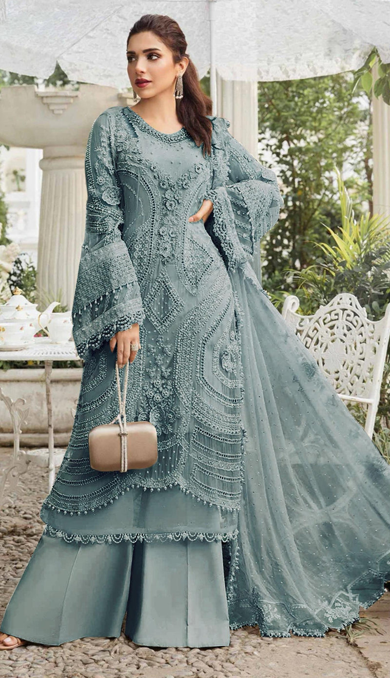 Al Huda 149 C Pure Organza  Daman Embroidered And Moti Worked Pakistani Suits