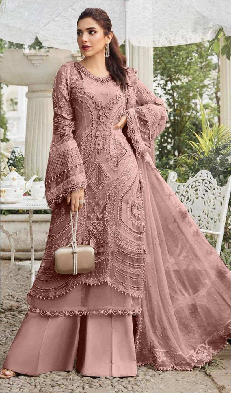 Al Huda 149 D Pure Organza  Daman Embroidered And Moti Worked Pakistani Suits