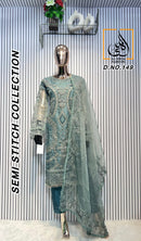 Al Huda 149 C Pure Organza  Daman Embroidered And Moti Worked Pakistani Suits