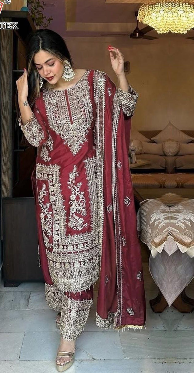 Hoor 105 A Heavy Chinon Embroidery Worked Pakistani Suits