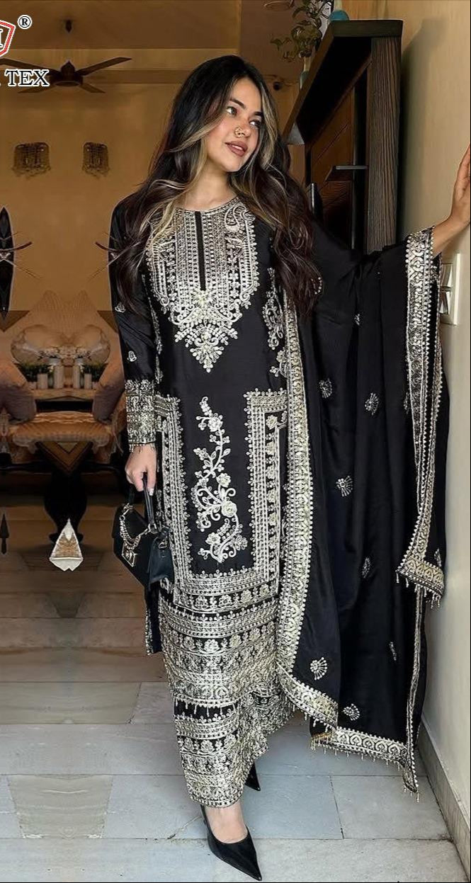 Hoor 105 C Heavy Chinon Embroidery Worked Pakistani Suits