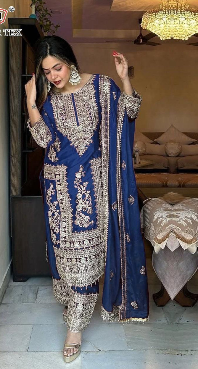 Hoor 105 B Heavy Chinon Embroidery Worked Pakistani Suits