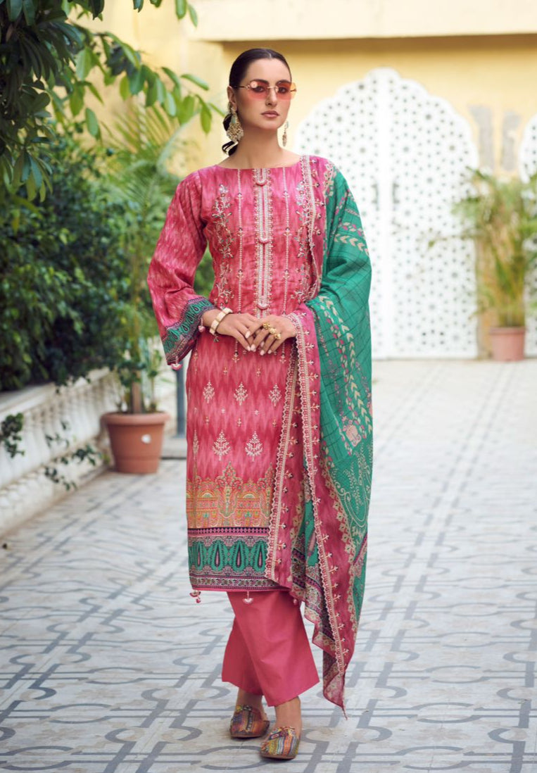 Jihan 3438 Pure Lawn Print With  Embrodery Worked Pakistani Suits