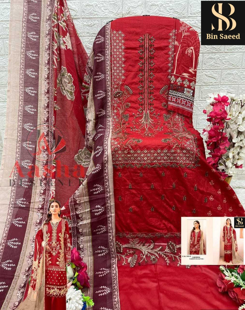 Bin Saeed 1065 B Cotton Self Embroidery Worked Pakistani Suits