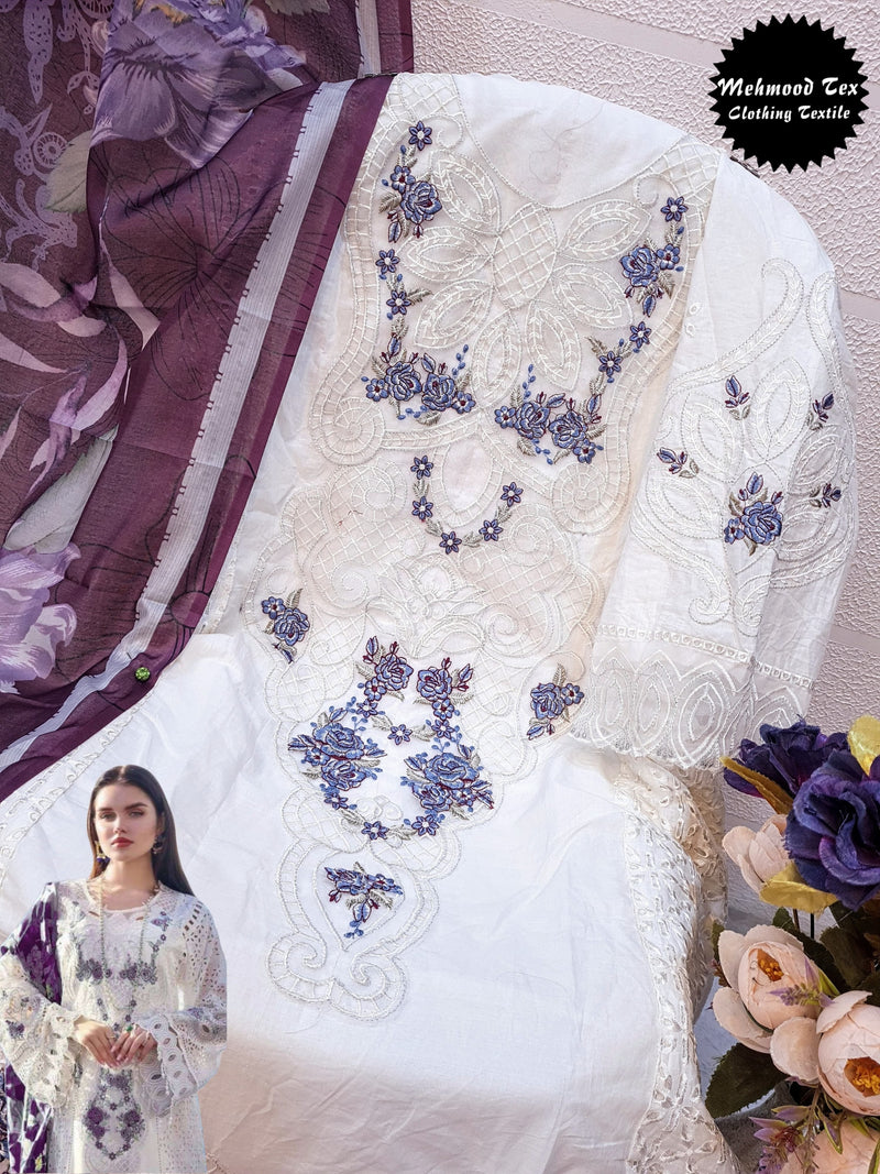 Mehmood M 44 B Cambric Cotton Embroidery Worked Pakistani Suits