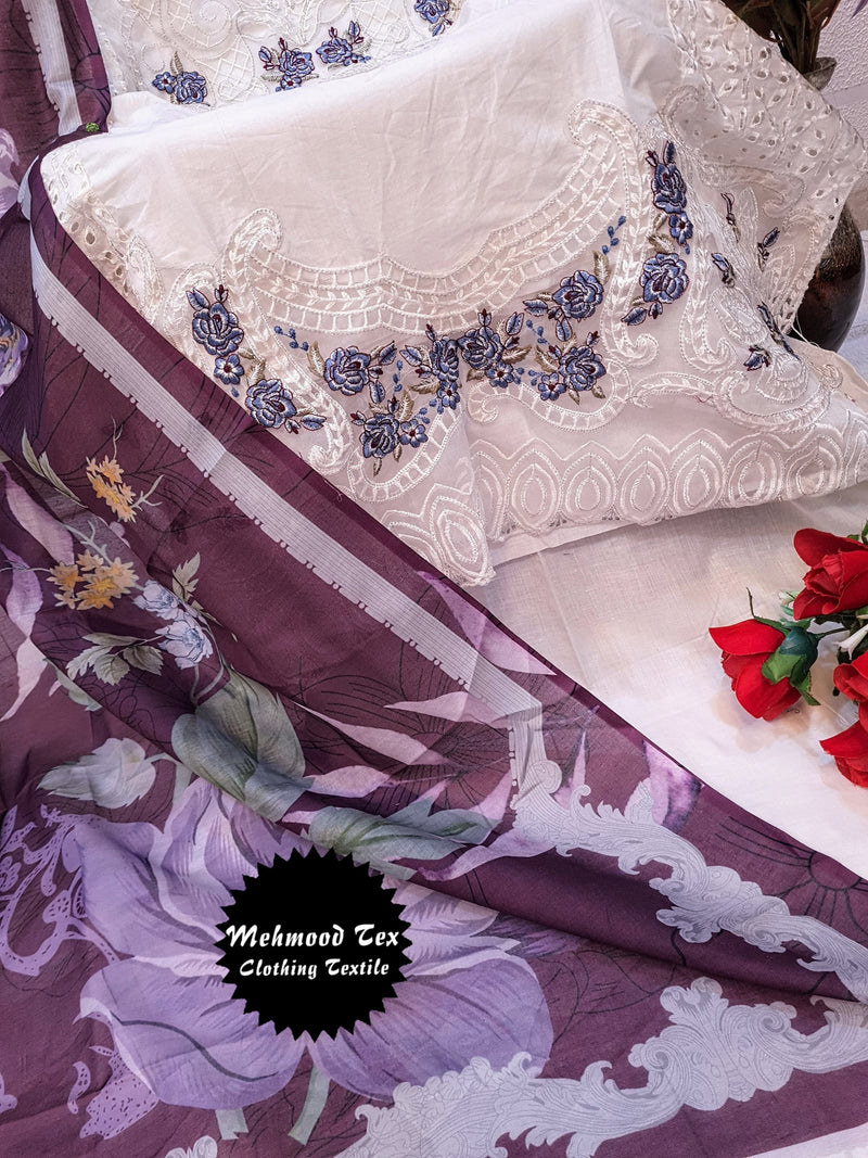 Mehmood M 44 B Cambric Cotton Embroidery Worked Pakistani Suits