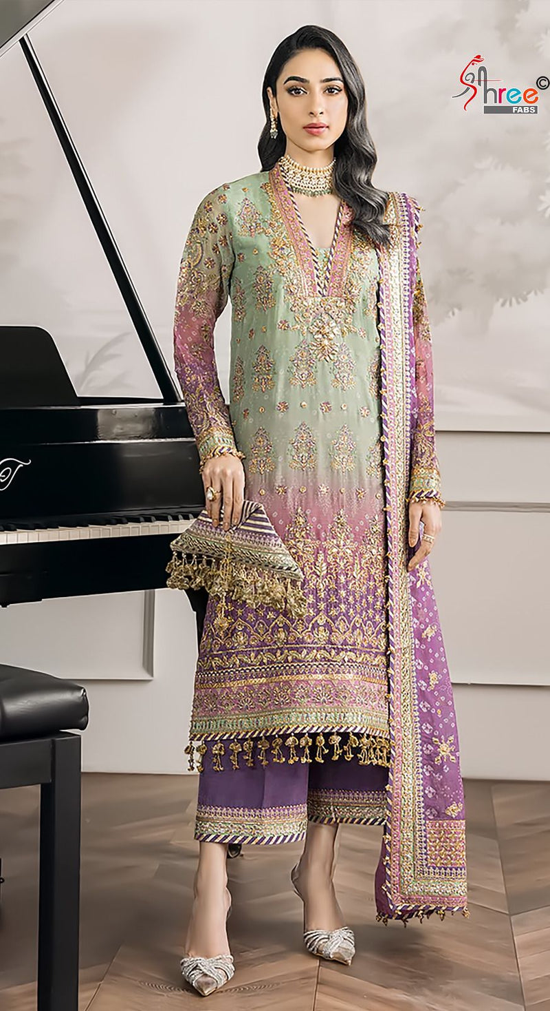 Shree K 5077 Fox Georgette Digital Print With Heavy Embroidery Worked Pakistani Suits