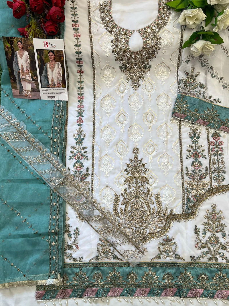 Bilqis B 142 A Fox Georgette Heavy Embroidered Work With Handwork