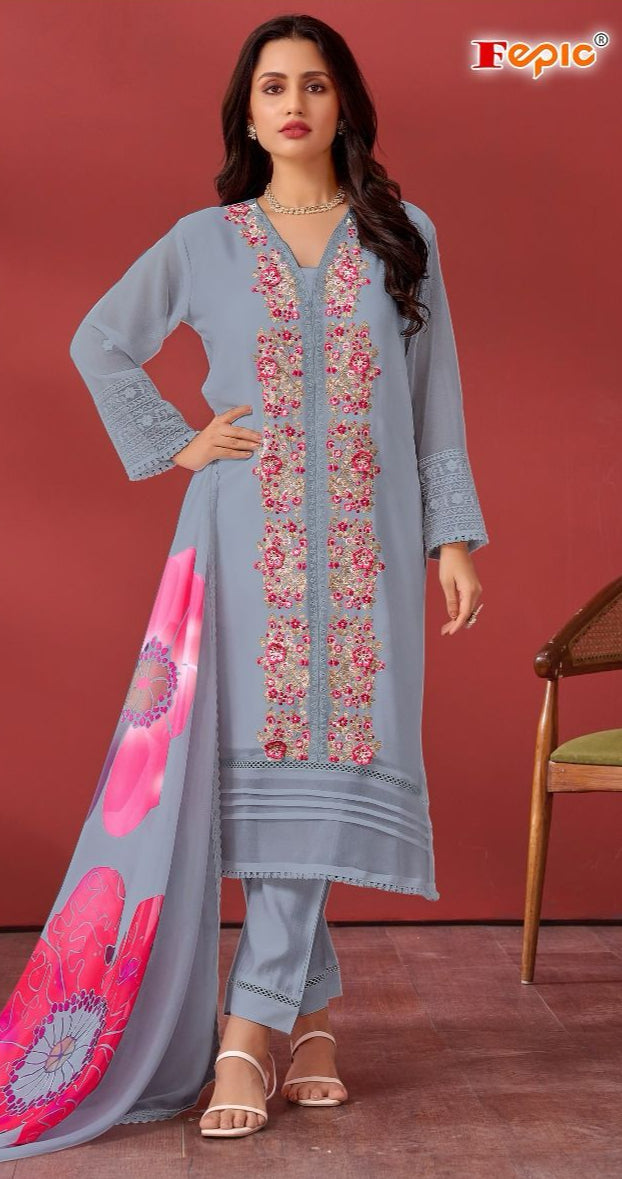 Fepic C 1644 B Georgette Embroidered Worked Pakistani Suits