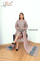 Elaf 195 Semi Stitched Chiffon Embroidered Worked Pakistani Suits