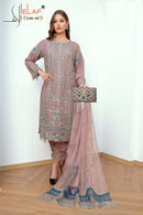 Elaf 195 Semi Stitched Chiffon Embroidered Worked Pakistani Suits