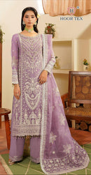 Hoor Tex 61 D Heavy Organza Embroidery Worked Pakistani Suits