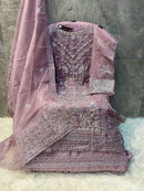 Hoor Tex 61 D Heavy Organza Embroidery Worked Pakistani Suits
