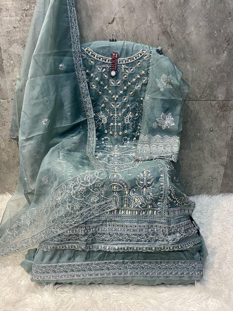 Hoor Tex 61 C Heavy Organza Embroidery Worked Pakistani Suits