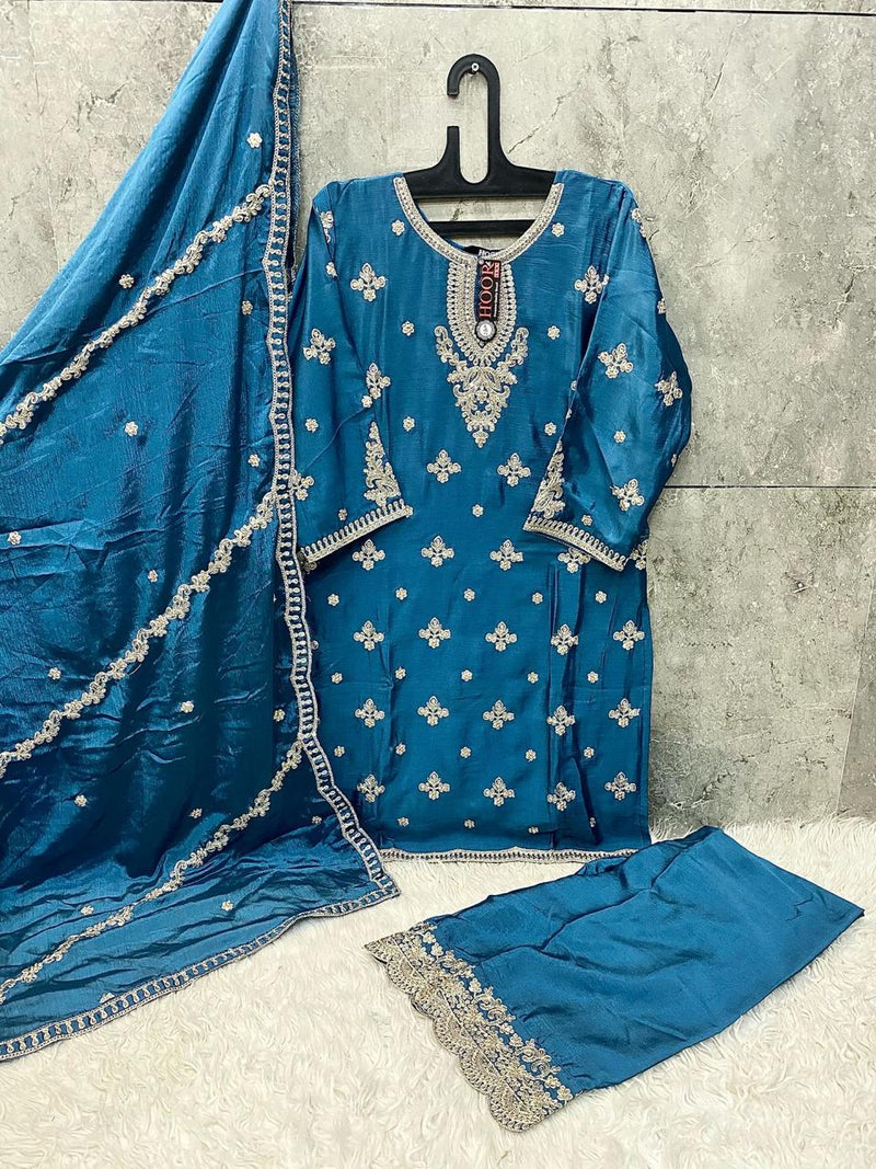 Hoor Tex 130 C Heavy Chinon Embroidery Worked Pakistani Suits
