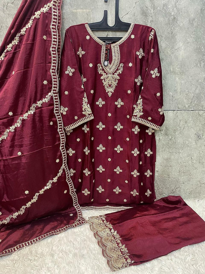 Hoor Tex 130 A Heavy Chinon Embroidery Worked Pakistani Suits
