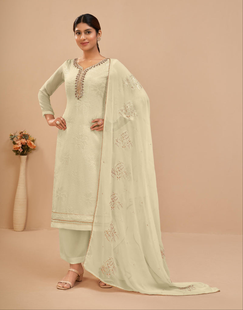 Alizeh 2045 D Embroidered With And Sequins Khatli Worked Pakistani Suits.