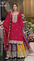 Hoor Tex 99 A  Heavy Chinon Embroidery Worked Pakistani Suist