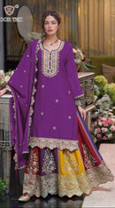 Hoor Tex 99 C Heavy Chinon Embroidery Worked Pakistani Suist