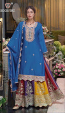 Hoor Tex 99 D Heavy Chinon Embroidery Worked Pakistani Suist