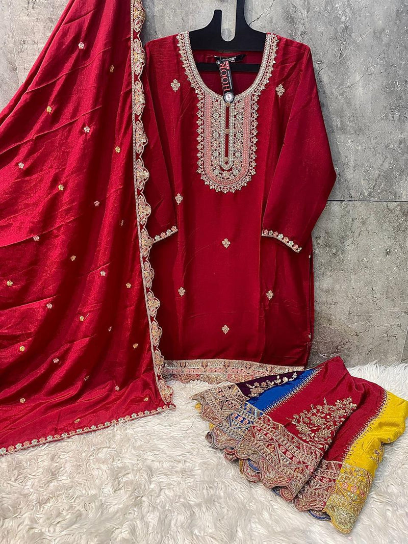 Hoor Tex 99 A  Heavy Chinon Embroidery Worked Pakistani Suist