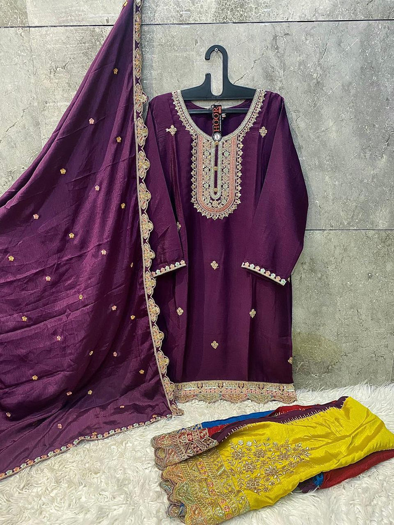 Hoor Tex 99 C Heavy Chinon Embroidery Worked Pakistani Suist