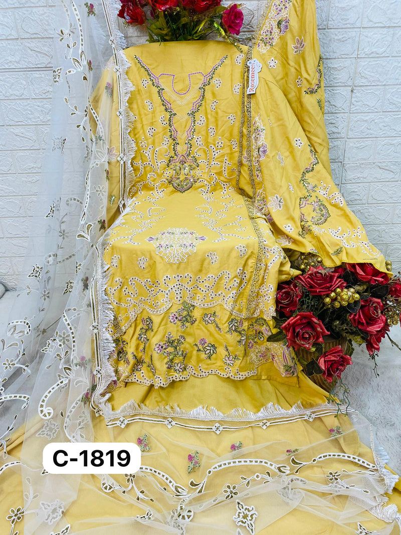 Fepic Rosemeen C 1819 Heavy Rayon Embroidered Worked Pakist5ani Suits