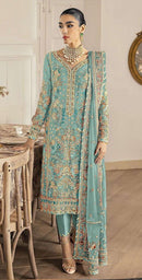 Hoor Tex 76 A Heavy Organza Embroidery Worked Pakistani Suits