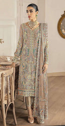 Hoor Tex 76 C Heavy Organza Embroidery Worked Pakistani Suits