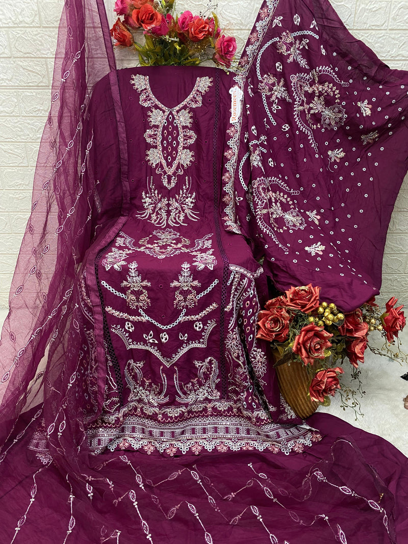 Fepic Rosemeen C 372 B Heavy Rayon Embroidered Worked Pakistani Suits